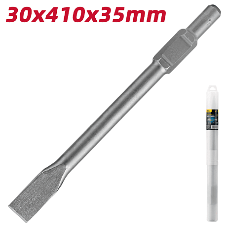 Зубило плоское Deli YS EDH-HBZ35410-E1, для отбойного молотка, 30 x 410 x 35 мм, HEX