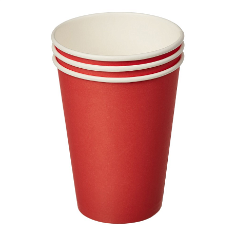 Стакан картонный 300 мл, 1 сл., 50 шт/упак, красный