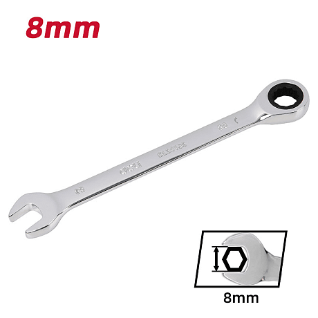 Ключ комбинированный Deli YS EDL34108, 8 мм, с трещоткой, 72 зуба