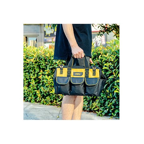 Сумка для инструментов Deli YS EDL430116, 360х180х250 мм, ткань Oxford, черный, желтый