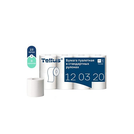 Бумага туалетная Tellus Премиум, T4, 8 рул, 23 м, 2 слоя (120320)