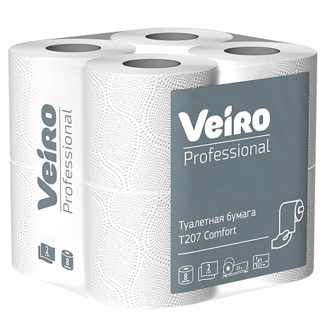 Бумага туалетная Professional Comfort, 2 слоя, 8 рулонов, 25 м (T207)