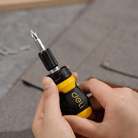 Двухсторонняя отвертка Deli YS EDL626010, с трещоткой, PH2+SL6