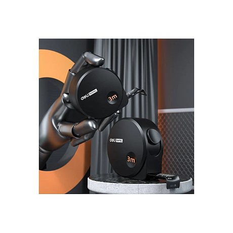 Рулетка Deli HS EHT8316, 3м х 16 мм, Soft Touch, черный