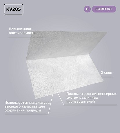 Полотенца бумажные Veiro Professional Comfort, V-сложение, 2 слоя, 200 шт/упак (KV205)