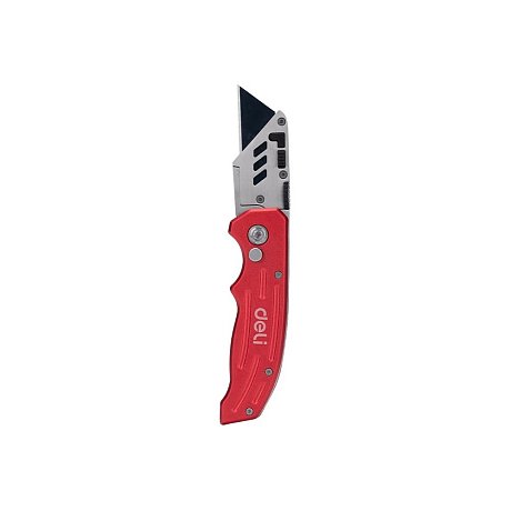 Нож строительный складной Deli RS EDL040, трапеция, 19T, красный