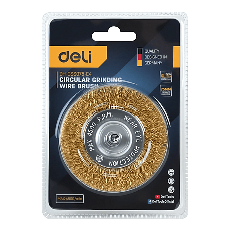 Щетка для дрели Deli YS EDH-GSS075-E3, плоская, проволочная