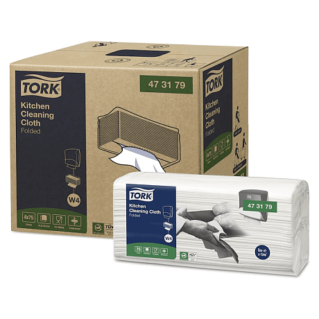 Материал нетканый Tork Premium для кухни в салфетках, 1 слой, W4, 75 листов (473179)