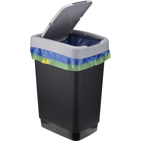 Урна для мусора IDEA, 25 л,  пластик, черный, серый