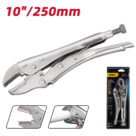 Клещи зажимные Deli YS EDL109010, 220 мм, с фиксатором
