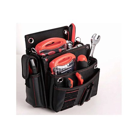 Сумка для инструментов поясная Deli RS EDL5865, 250х110х250 мм, ткань Oxford, нейлон, черный