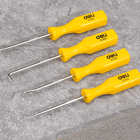 Набор крючков для слесарных работ Deli YS EDL3104, 4 шт, пластиковая рукоятка