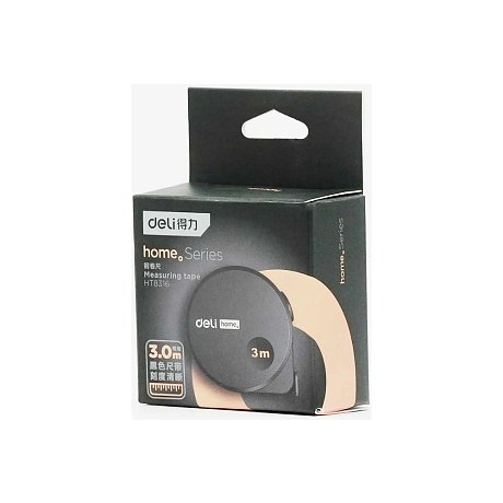 Рулетка Deli HS EHT8316, 3м х 16 мм, Soft Touch, черный