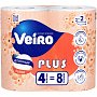 Бумага туалетная Veiro Plus, 4 рулона, 2 слоя, белый