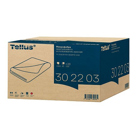 Салфетка из микроволокна Tellus, 220 гр/м2, 35х35см, 5шт/упак, красный