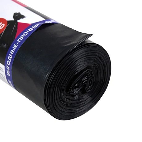 Мешки для мусора CleanPavline Выгодные, 240 л, 35 мкм, 88х120 см, ПВД, 10 шт/рулон,  черный