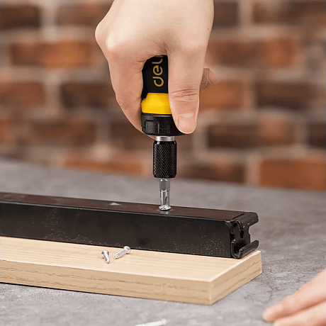 Двухсторонняя отвертка Deli YS EDL626010, с трещоткой, PH2+SL6