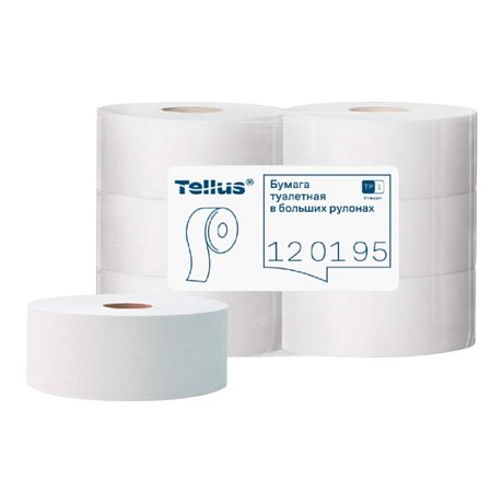 Бумага туалетная Tellus Стандарт, Т1, в больших рулонах, 525 м, 1 слой (120195)