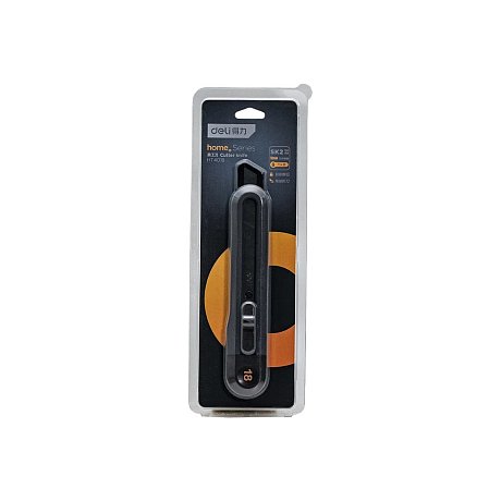 Нож строительный Deli HS EHT4018, 18 мм, Soft Touch, черный