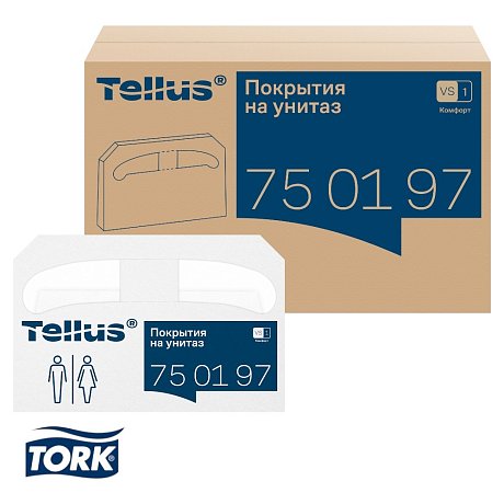 Покрытия бумажные индивидуальные на унитаз Tellus Комфорт, 1/2 сложение, 250 шт/упак, VS1 (750197)