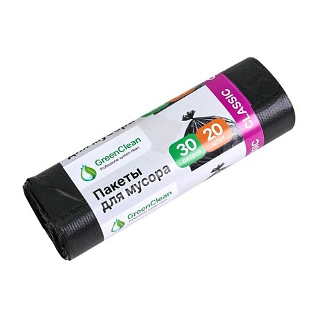 Мешки для мусора Mirpack Classic , 6мкм, ПНД , 47х57см, 30л, 20шт/рулон, черный