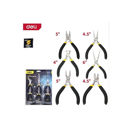 Набор мини-плоскогубцев Deli YS EDL103205-6, 6 шт.
