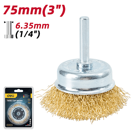 Щетка для дрели Deli YS EDH-GSS075-E3, чашечная, проволочная