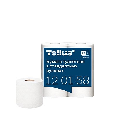 Бумага туалетная Tellus Комфорт TP4, 4 рулона, 23 м, 2 слоя (120158)