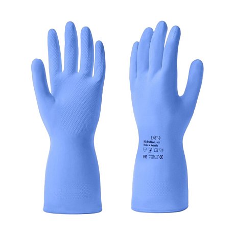 Перчатки латексные HQ Profiline, р-р M, с х/б покрытием, синий