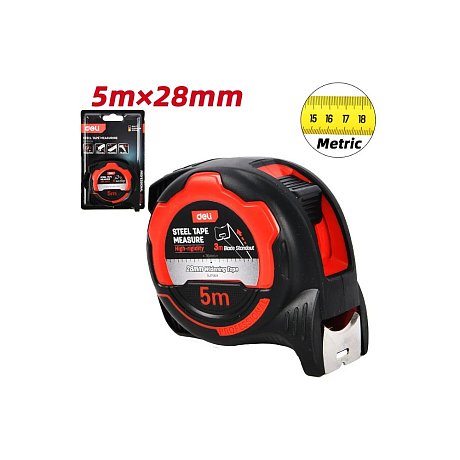 Рулетка Deli RS EDL370528, 5 м х 28 мм, красный, черный