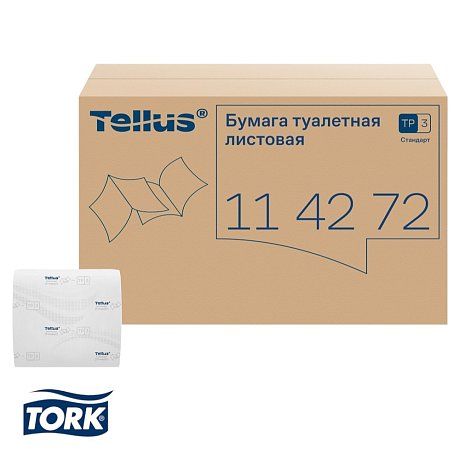 Бумага туалетная  Tellus Стандарт, TР3, листовая, 250 листов, 1 слой (114272)