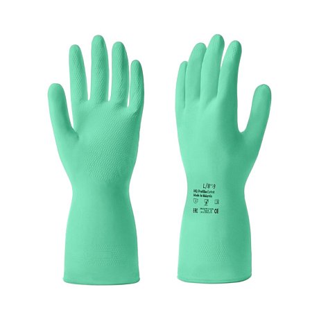 Перчатки латексные HQ Profiline, р-р M, с х/б покрытием, зеленый