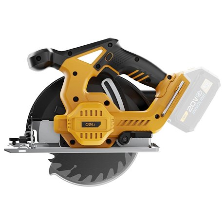 Пила циркулярная Deli YS EDC552Z, 20 В, аккум.,185 мм, до 65 мм, коробка, без з/у и АКБ, желтый