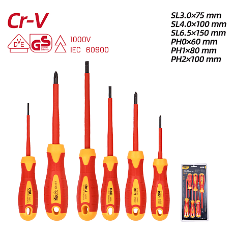 Набор диэлектрических отверток Deli YS EDL510006T, 3 SL, 3 PH