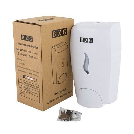 Диспенсер BXG SD-1198, для мыла жидкого 1 л, пластик, белый