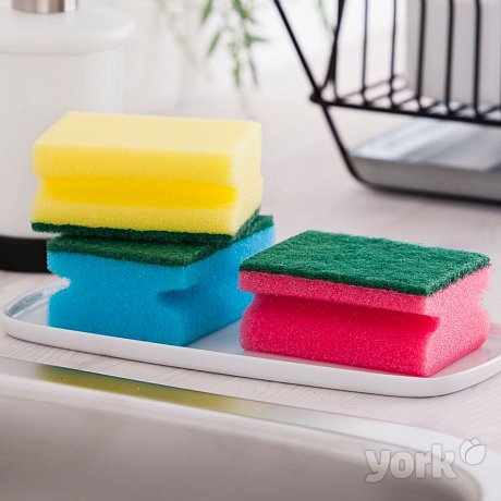 Губка кухонная для мытья посуды York профилированная 5шт/уп.
