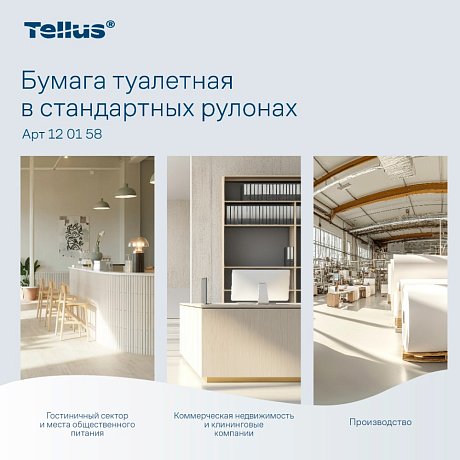 Бумага туалетная Tellus Комфорт TP4, 4 рулона, 23 м, 2 слоя (120158)