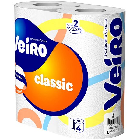 Бумага туалетная Veiro Classic, 24 рулона, 2 слоя, белый 