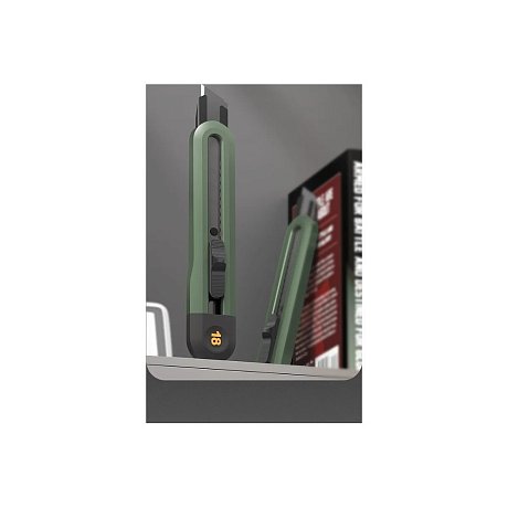 Нож строительный Deli HS EHT4018, 18 мм, Soft Touch, зеленый