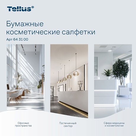 Салфетки Tellus Премиум для лица, 90 шт/упак, в кубе, белые (643100)