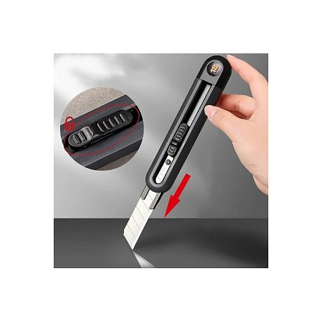 Нож строительный Deli HS EHT4018, 18 мм, Soft Touch, черный