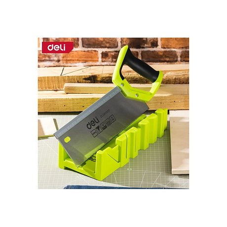 Стусло с ножовкой Deli GS EDL580900, 22.5°/45°/90°, 13 TPI, 300 мм, черный, зеленый