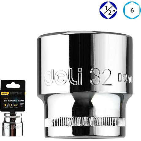 Головка торцевая шестигранная Deli YS EDQ4032 1/2