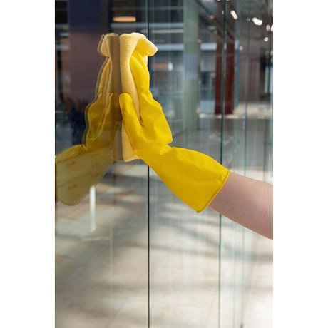 Перчатки латексные HQ Profiline, р-р L, с х/б покрытием, желтый