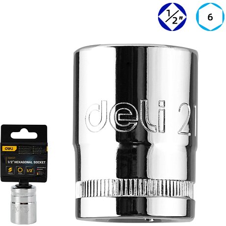 Головка торцевая шестигранная Deli YS EDQ4021 1/2