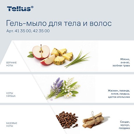 Мыло-гель Tellus Премиум для тела и волос 1 л, SC1 (413500)