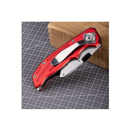Нож строительный складной Deli RS EDL040, трапеция, 19T, красный