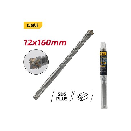 Бур по бетону Deli YS EDH-YCZ16012-E1, 12x160 мм, X-Tip, SDS-PLUS