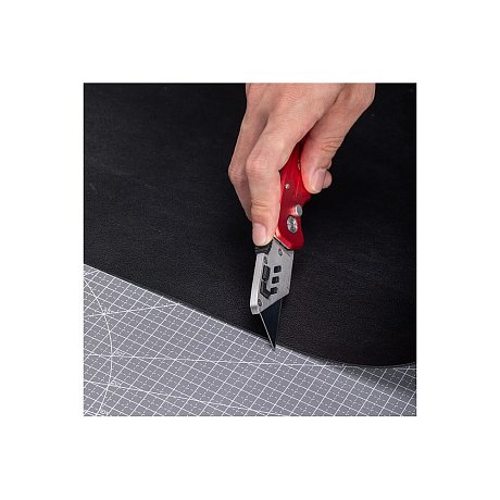 Нож строительный складной Deli RS EDL040, трапеция, 19T, красный
