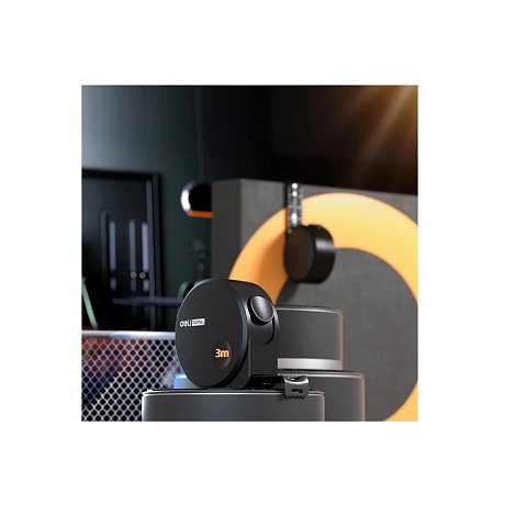 Рулетка Deli HS EHT8316, 3м х 16 мм, Soft Touch, черный
